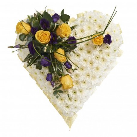 Funeral Heart Lilac and yellow
